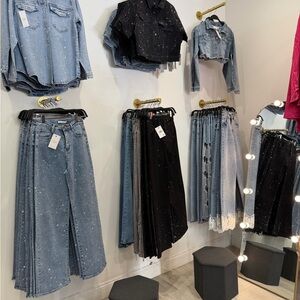Denim and Black embellishment jeans